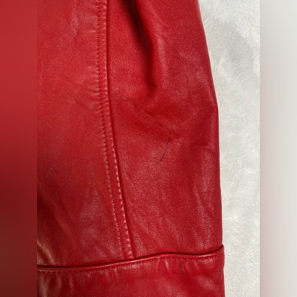 Women's Kathy Ireland Extra Large Genuine Leather Red Leather Jacket - Picture 4 of 16